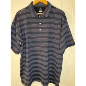 Nike Gold Dri-fit polo navy stripe sz XL